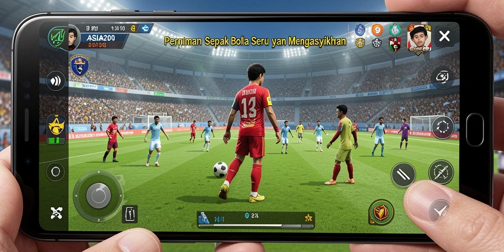 Tampilan gameplay seru dari ASIA200 dengan aksi sepak bola menegangkan.