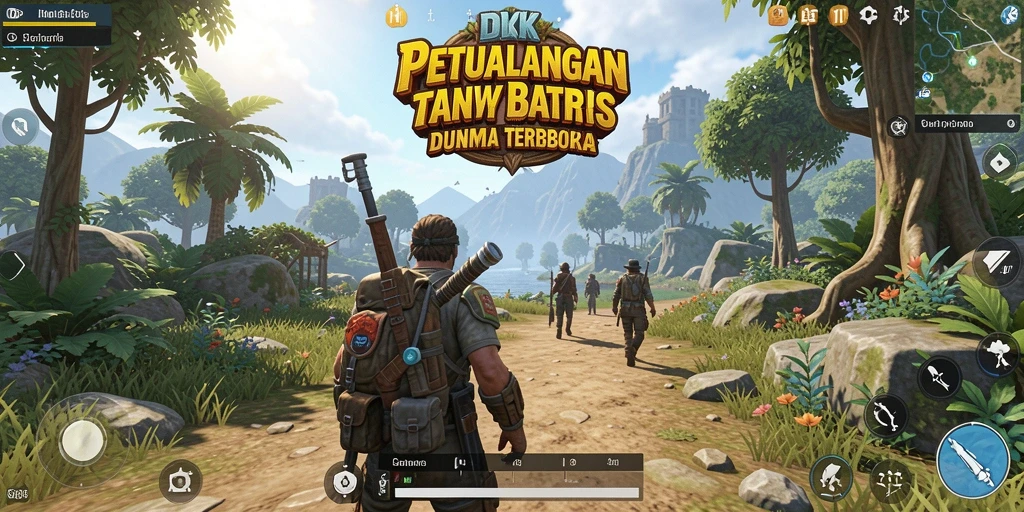 Screenshot gameplay DKK menunjukkan petualangan dalam dunia terbuka.