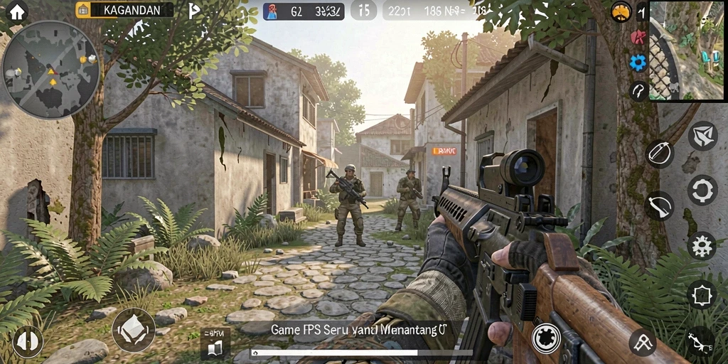 Screenshot menampilkan aksi seru dalam gameplay FPS KAGANDAN.