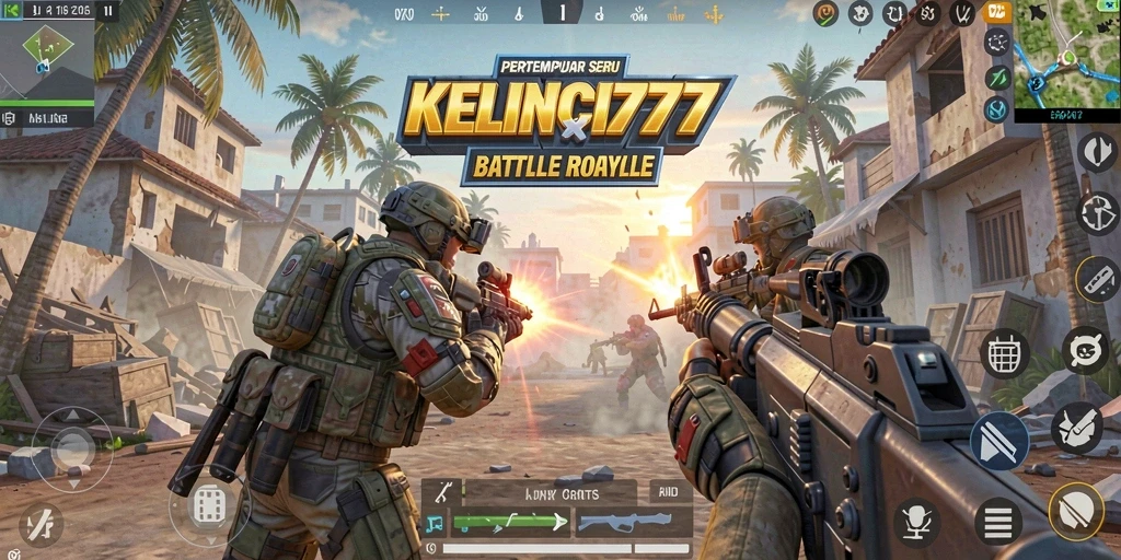 Tampilan seru gameplay KELINCI777 dalam pertempuran Battle Royale.
