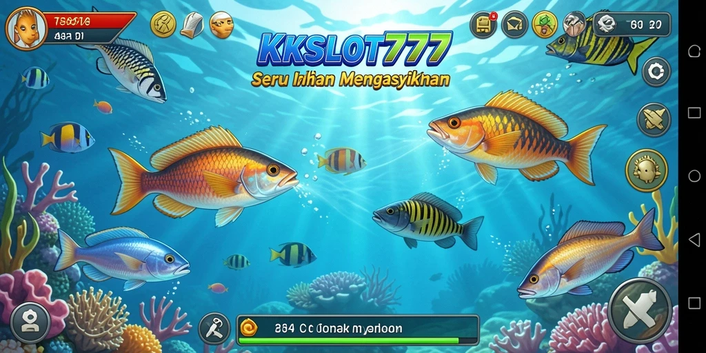 Tampilan gameplay Tembak Ikan yang menarik dan berwarna-warni.