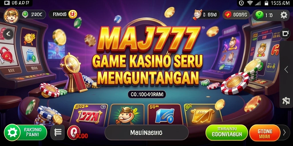 Tampilan gameplay menarik dari aplikasi MAJ777 dengan berbagai permainan Kasino.