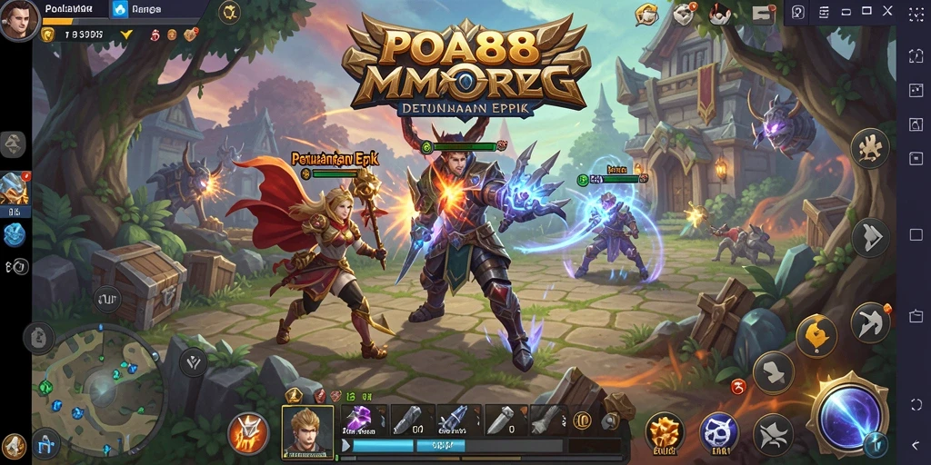 Tangkapan layar utama POA88 yang menunjukkan pertempuran epik dalam MMORPG.