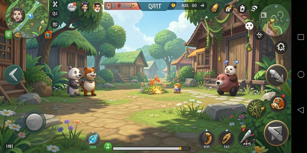 Tampilan gameplay QQRP dengan simulasi kehidupan yang mendalam.