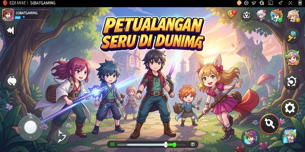 Tampilan gameplay SOBATGAMING yang penuh aksi dan karakter anime.
