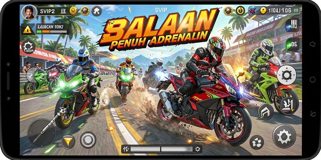 Tampilan dinamis balapan motor yang memukau di SVIP2.