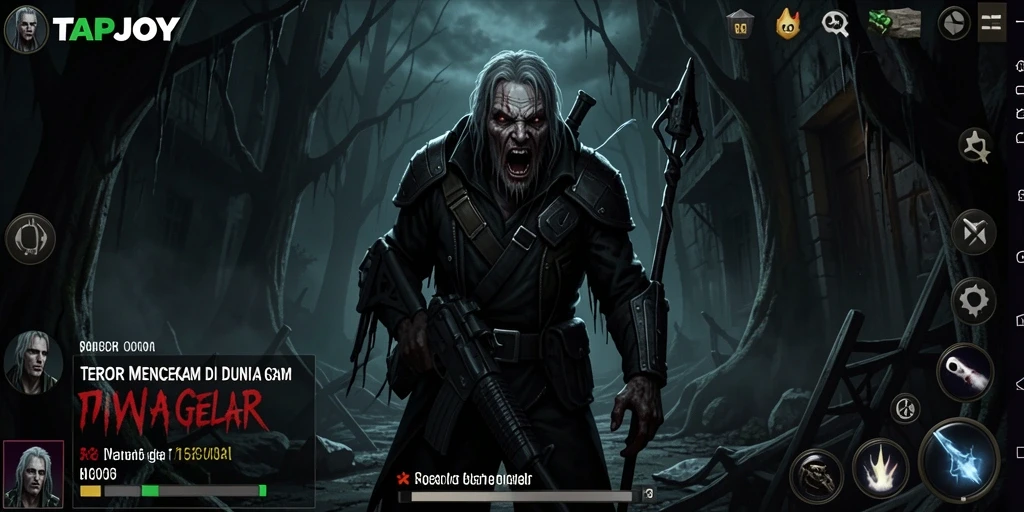 Tampilan gameplay menegangkan di dunia horor