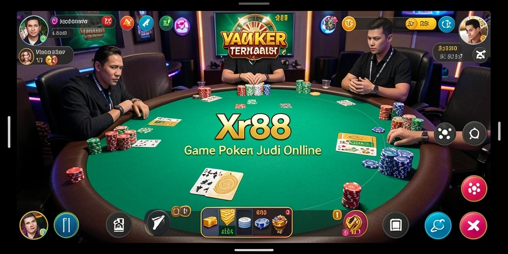 Screenshot gameplay XR88 menampilkan aksi intens dalam permainan Poker.